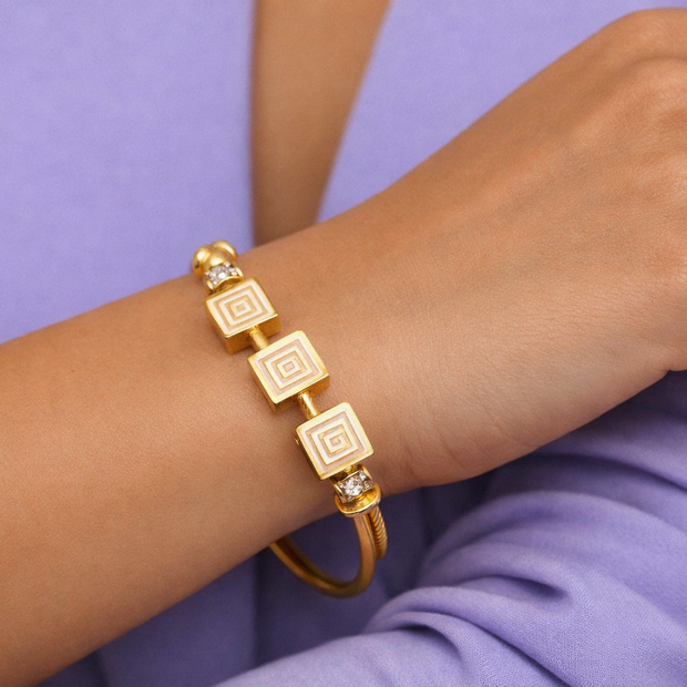 Elysian Greek Key Gold Bangle