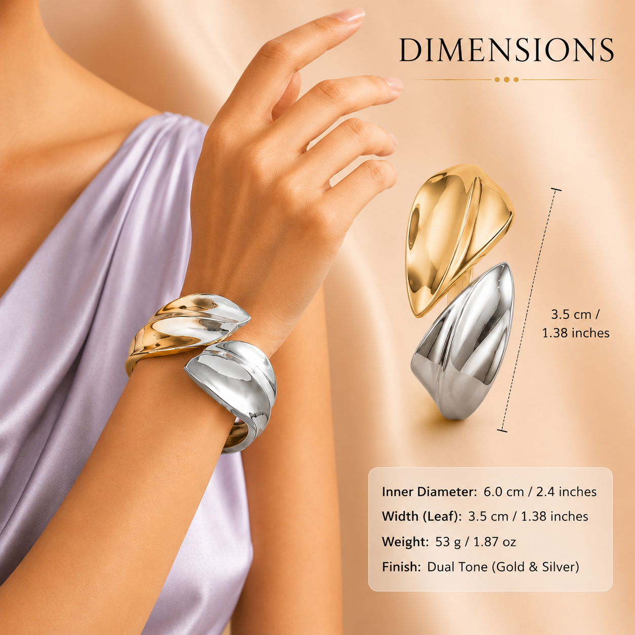 Zevrra leaf Petal Cuff Bangle