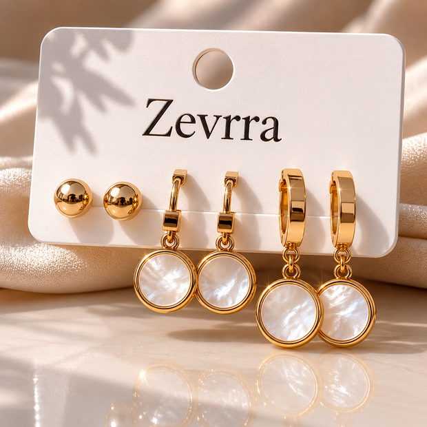 Zevrra Nature Pearl Collection Trio Ear rings set
