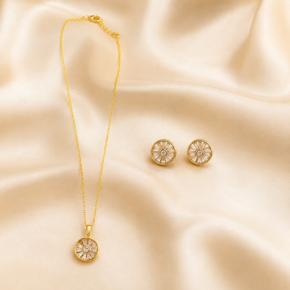 Glow Crystal Pendant and Earrings Set