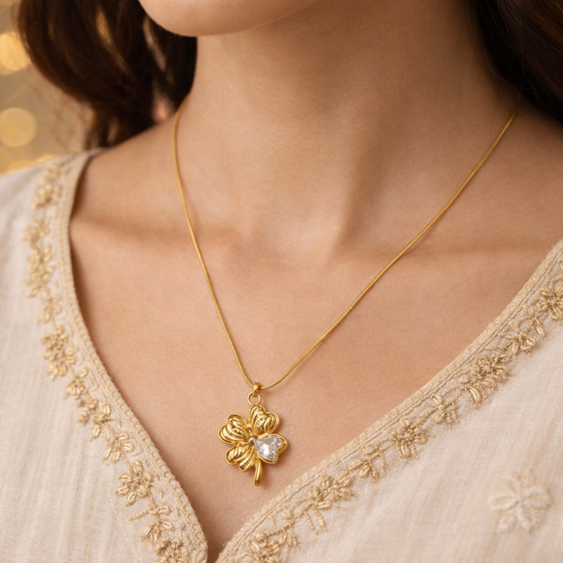 Fortune Bloom Gold chain and Crystal pendant
