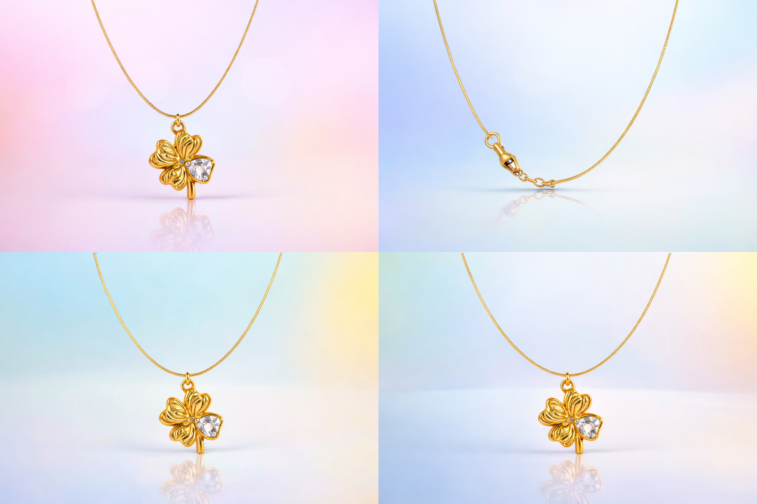 Fortune Bloom Gold chain and Crystal pendant