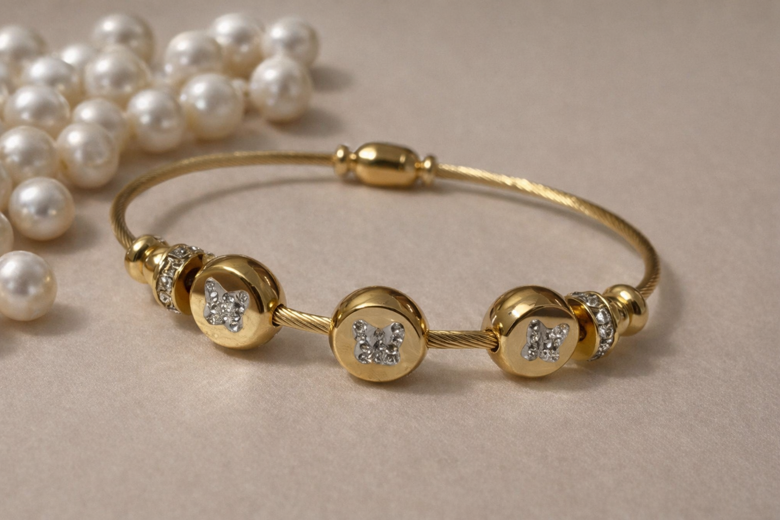Butterfly Whisper Gold Bangle