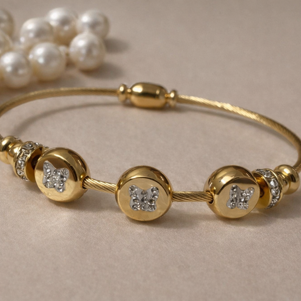 Butterfly Whisper Gold Bangle