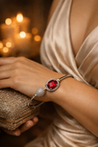Crimson Halo Silver Bangle