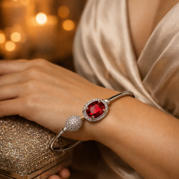 Crimson Halo Silver Bangle