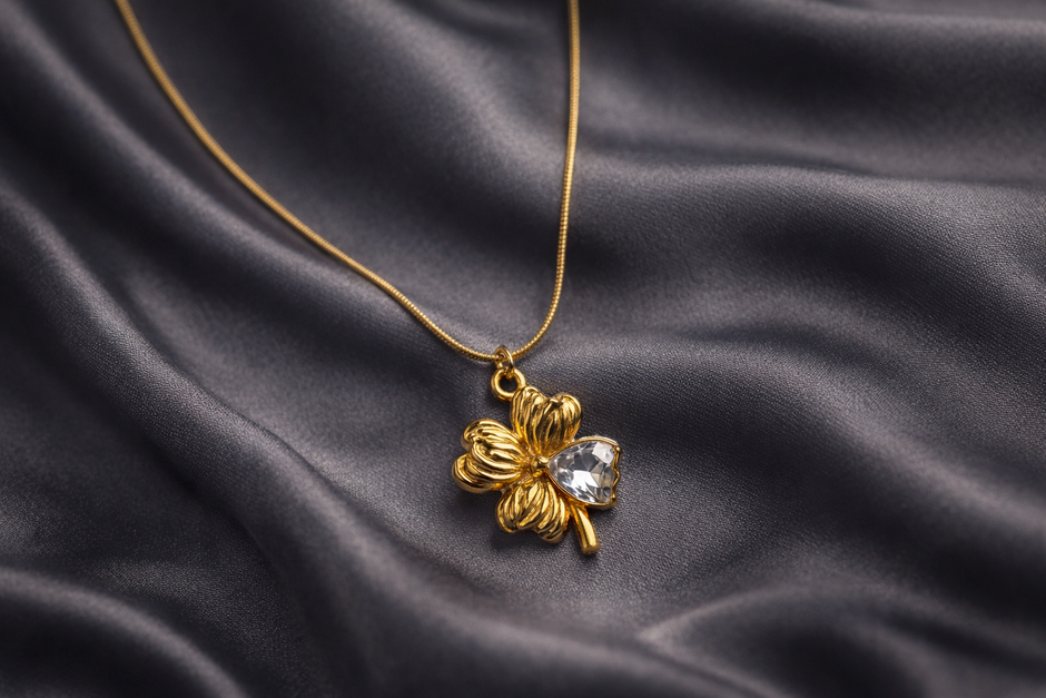 Fortune Bloom Gold chain and Crystal pendant