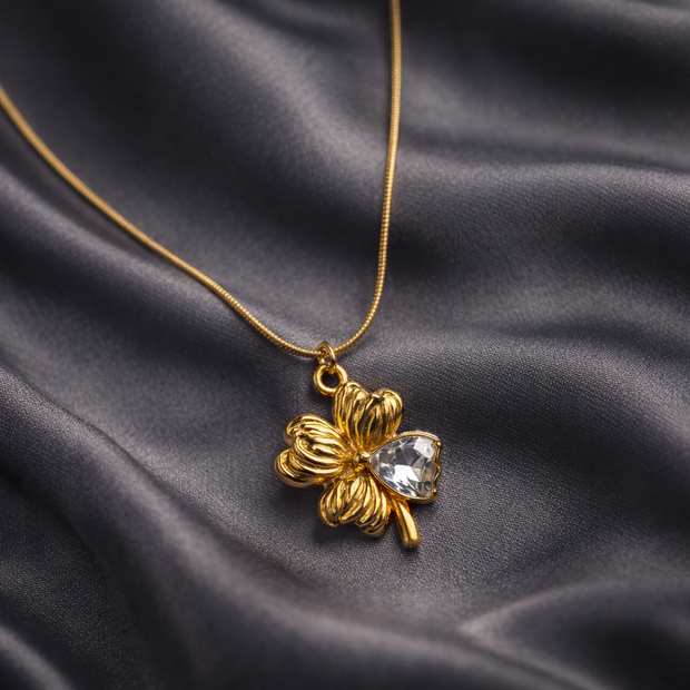Fortune Bloom Gold chain and Crystal pendant