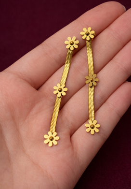 Golden Daisy Cascade Drop Earrings