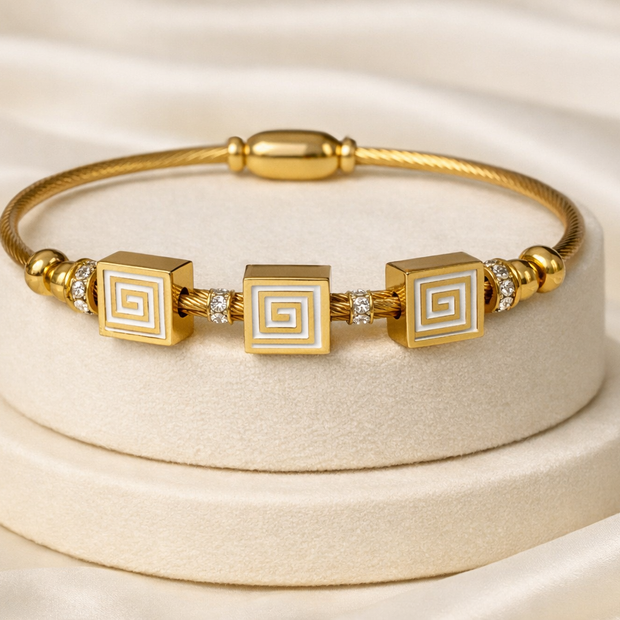 Elysian Greek Key Gold Bangle