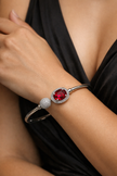 Crimson Halo Silver Bangle