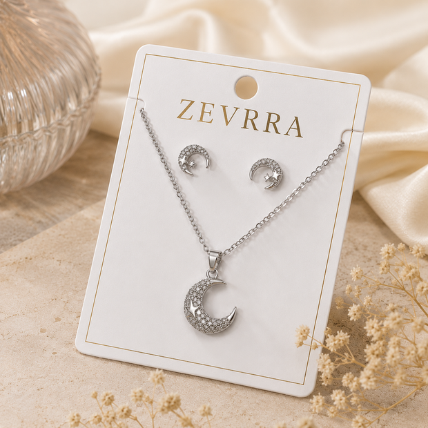 Moonlit sparkle pendant and Earrings set