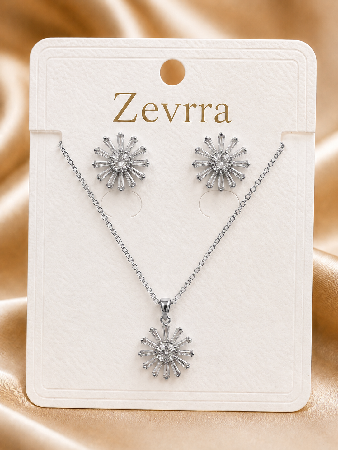 Sunburst Crystal Pendant and Earring Set