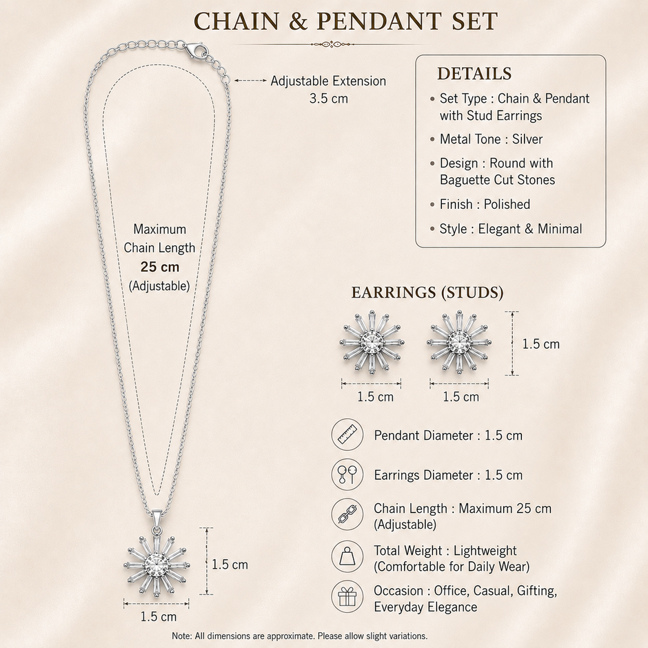 Sunburst Crystal Pendant and Earring Set