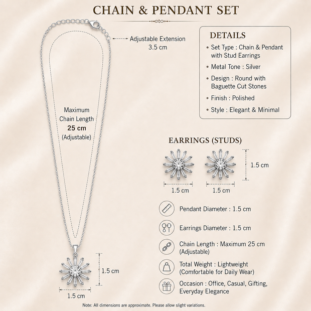 Sunburst Crystal Pendant and Earring Set
