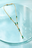 Emerald Luxe green Baguette Y-Necklace