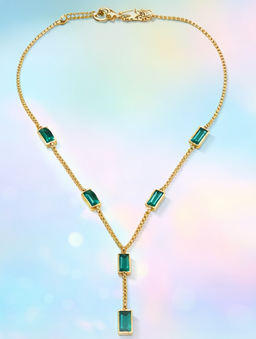 Emerald Luxe green Baguette Y-Necklace
