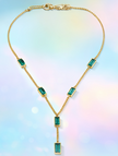 Emerald Luxe green Baguette Y-Necklace