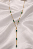 Emerald Luxe green Baguette Y-Necklace