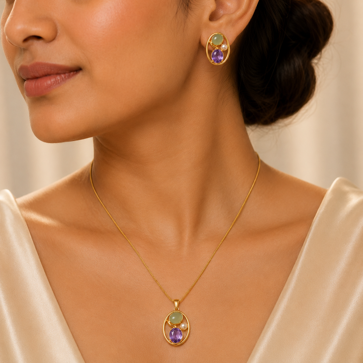 Zevrra Celestia Glow Pendant and Ear rings  Set