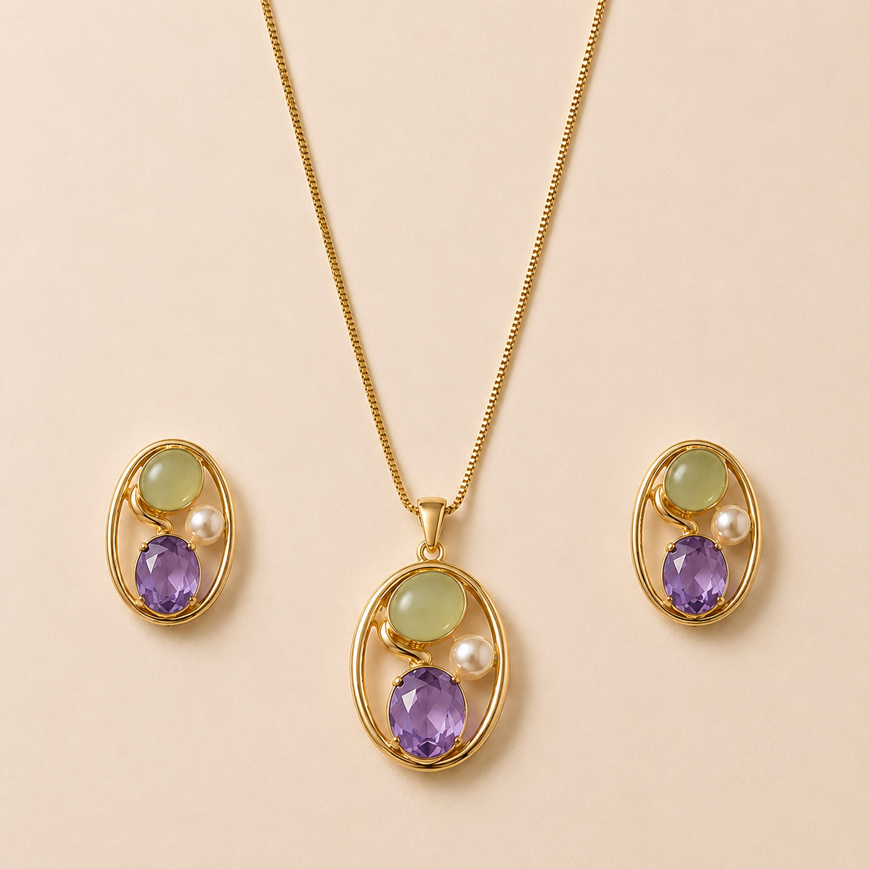 Zevrra Celestia Glow Pendant and Ear rings  Set
