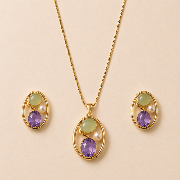 Zevrra Celestia Glow Pendant and Ear rings  Set